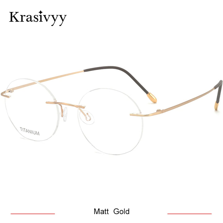 Krasivyy Women's Rimless Oval Round Titanium Eyeglasses 716012