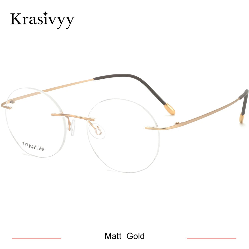 Krasivyy Unisex Rimless Round Pure Titanium Prescription Eyeglasses KR16012 - view 16