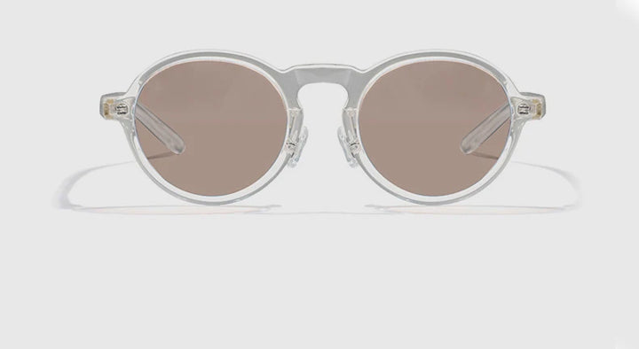 Hewei Unisex Full Rim Small Round Acetate Sunglasses 0010 Sunglasses Hewei clear vs brown as picture 
