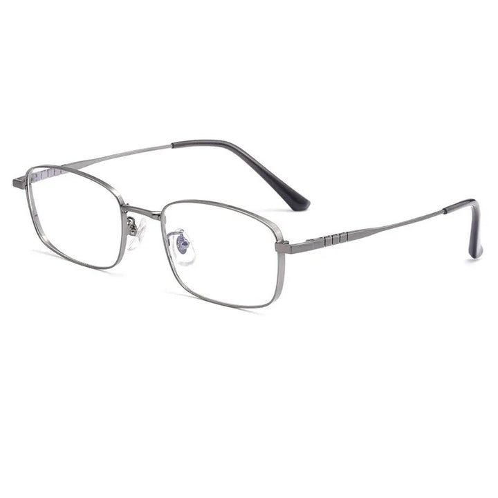 Cubojue Unisex Full Rim Rectangle Square Titanium Eyeglasses Full Rim Cubojue Gray no function lens 0 