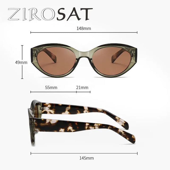 Zirosat Unisex Full Rim Oval Thick Tr 90 Alloy Sunglasses 526117