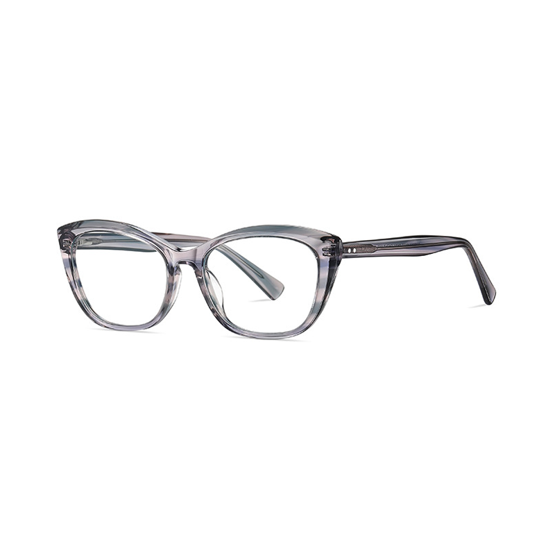 Ralferty Women's Full Rim Square Cat Eye Acetate Eyeglasses D8814 Full Rim Ralferty C622 Clear Gray China 