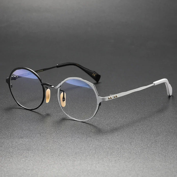 Muzz Women's Full Rim Irregular Round Titanium Eyeglasses 370038