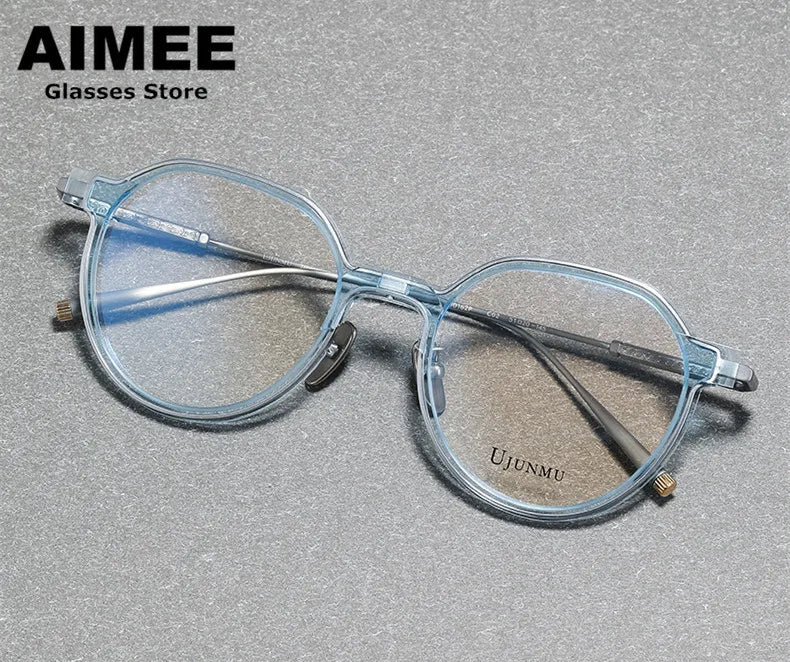 Aimee Unisex Full Rim Polygon Titanium Acetate Eyeglasses 810162