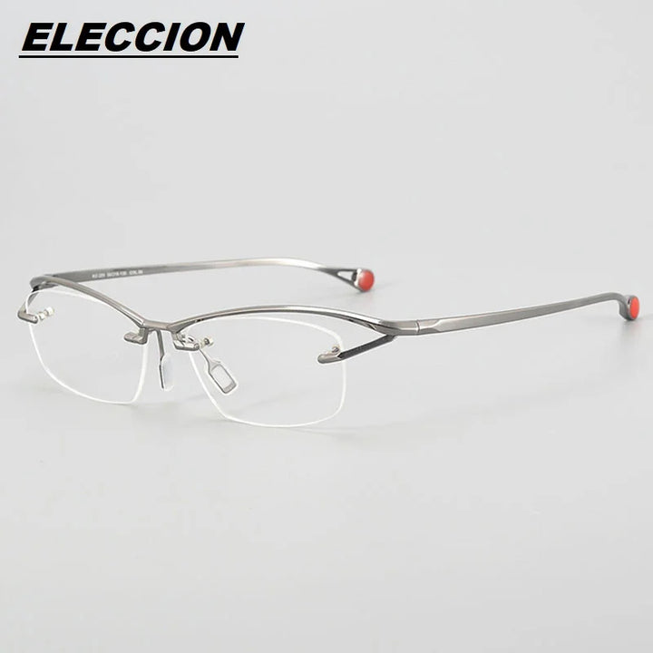 Eleccion Unisex Semi Rim Big Square Brow Line Titanium Eyeglasses 4229 Semi Rim Eleccion Gray CHINA