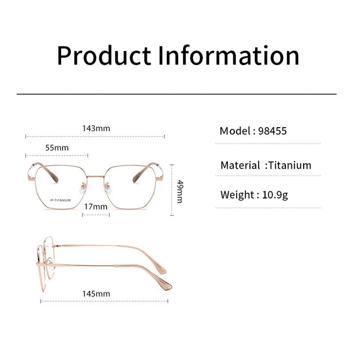 KatKani Women's Full Rim Polygon Titanium Eyeglasses 98455 Full Rim KatKani Eyeglasses   