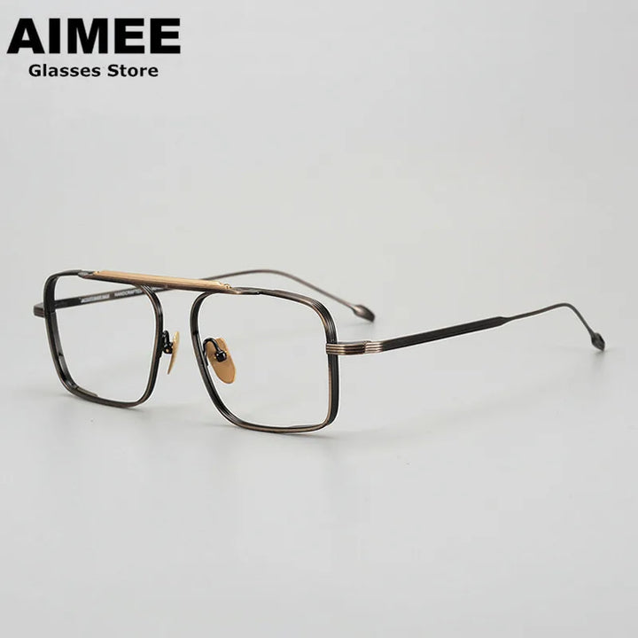 Aimee Unisex Full Rim Square Double Bridge Titanium Eyeglasses Full Rim Aimee   