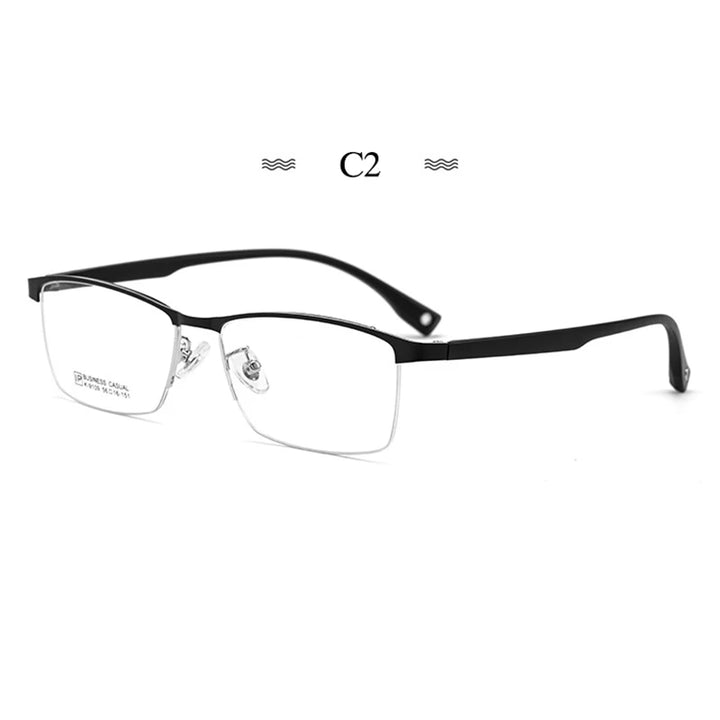 Hotochki Men's Semi Rim Square Titanium Eyeglasses 91097