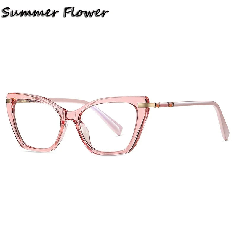 Summer Flower Women's Full Rim Butterfly Tr 90 Titanium Eyeglasses 210444