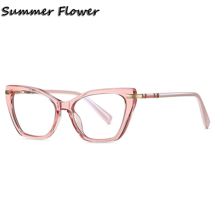 Summer Flower Women's Full Rim Butterfly Tr 90 Titanium Eyeglasses 210444