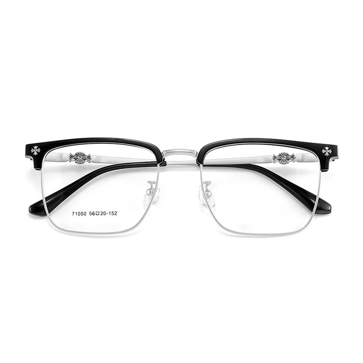 KatKani Unisex Full Rim Square Tr 90 Alloy Eyeglasses 71050 Full Rim KatKani Eyeglasses   