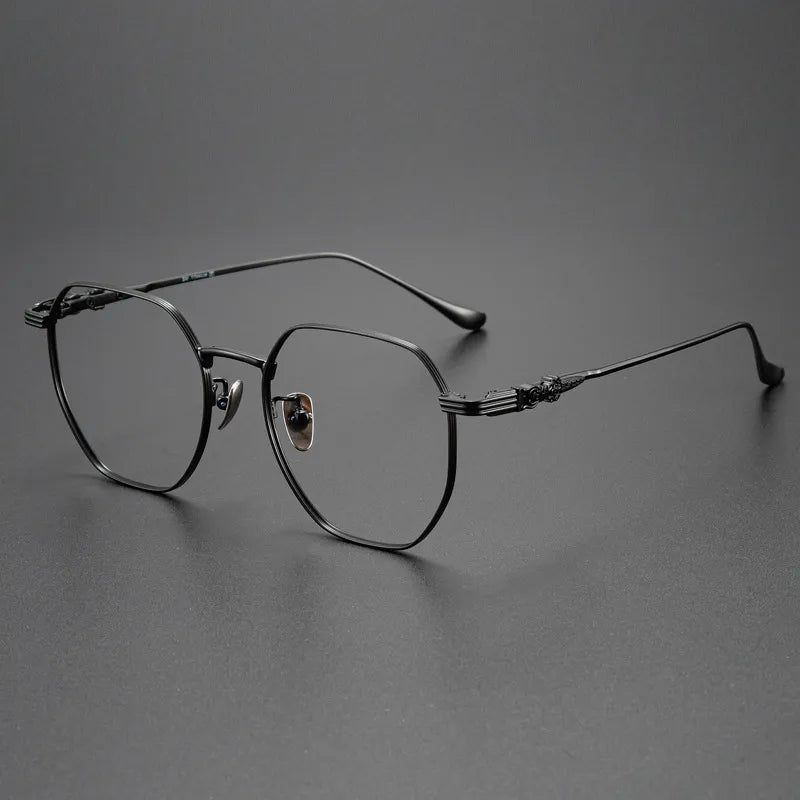 Kocolior Unisex Full Rim Polygon Titanium Hyperopic Reading Glasses 1222 Reading Glasses Kocolior Black 0 