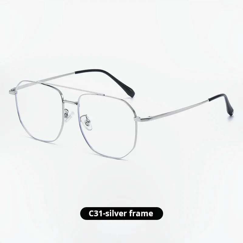Momoja Unisex Full Rim Big Square Double Bridge Titanium Eyeglasses 725588