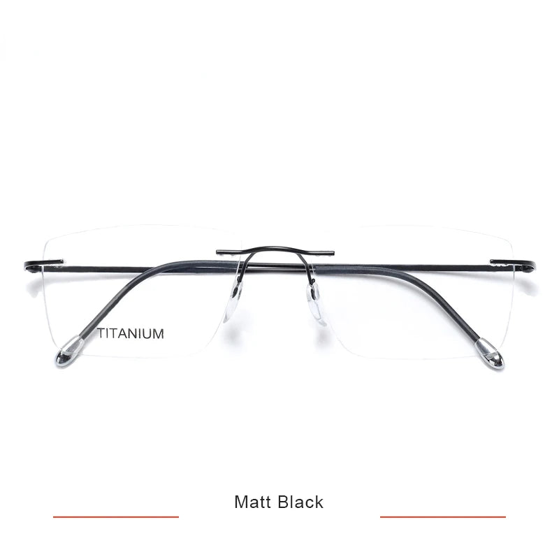 Brightzone Unisex Rimless Square Polygon Titanium Eyeglasses 71611 Rimless Brightzone Matt Black