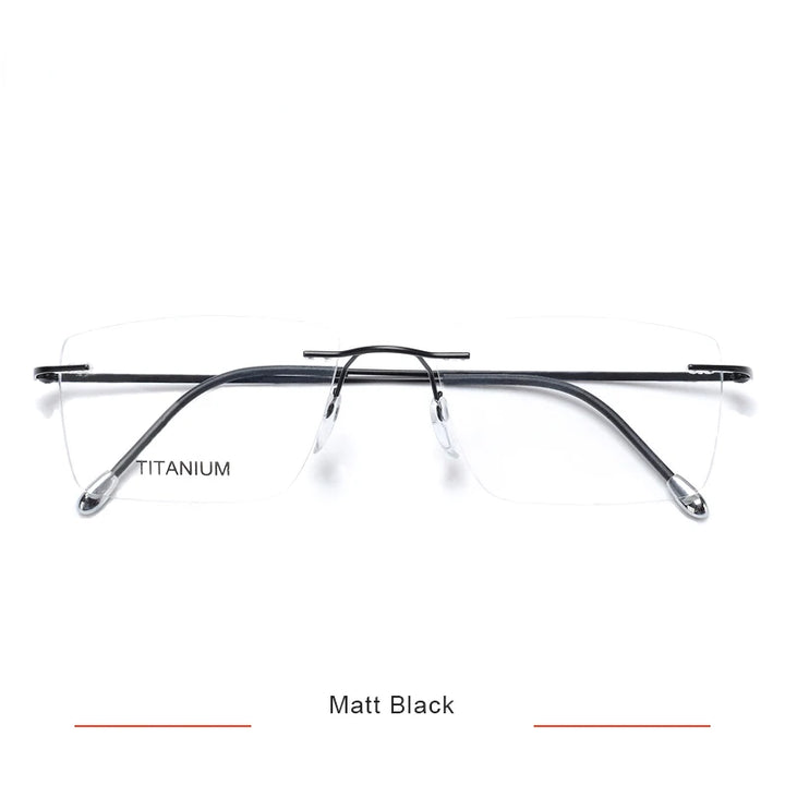 Brightzone Unisex Rimless Square Polygon Titanium Eyeglasses 71611 Rimless Brightzone Matt Black