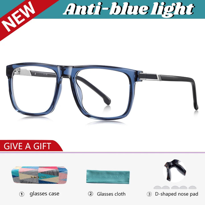 Vicky Men's Full Rim Square Brow Line Tr 90 Alloy Reading Glasses 77225