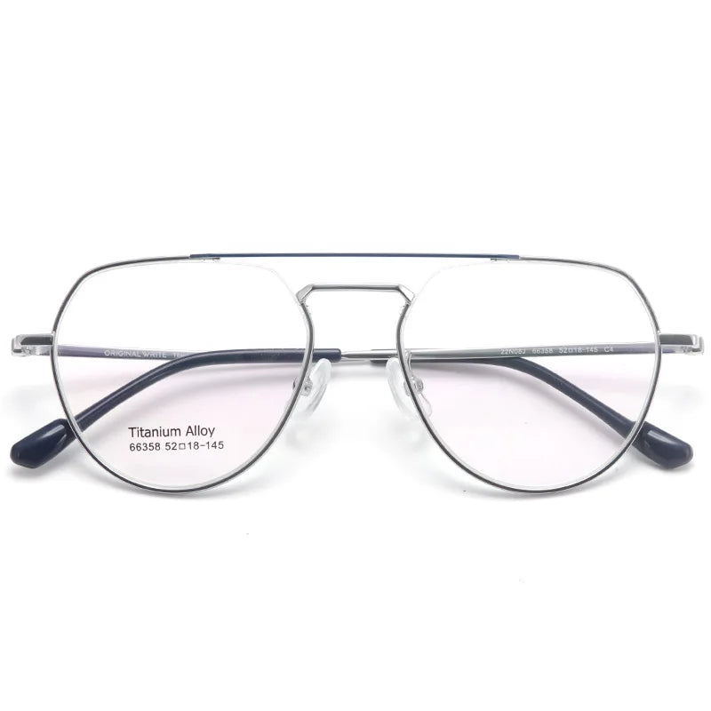Muzz Unisex Full Rim Oval Double Bridge Titanium Eyeglasses 66358