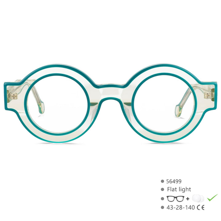 CCSpace Women's Full Rim Round Acetate Eyeglasses 56499 Full Rim CCspace C3Green  
