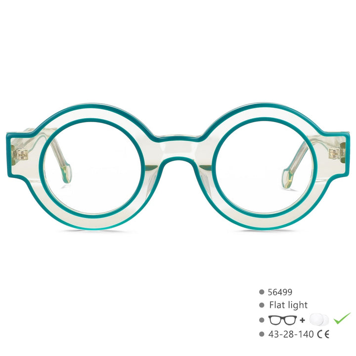 CCspace Women's Full Rim Round Acetate Eyeglasses 56499 Full Rim CCspace C3Green  