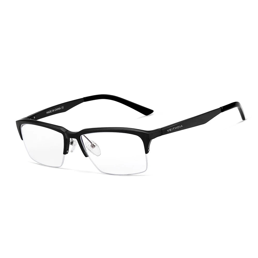 Hdcrafter Men's Semi Rim Square Al Mg Alloy Tr 90 Eyeglasses 58727