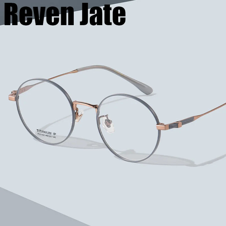 Reven Jate Women's Full Rim Round Titanium Eyeglasses 31102 Full Rim Reven Jate