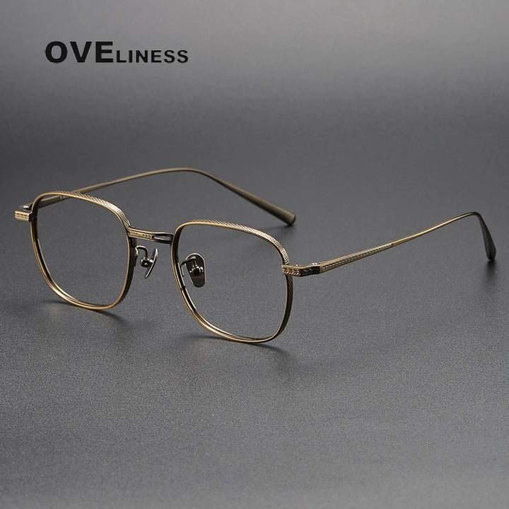 Oveliness Unisex Full Rim Square Titanium Eyeglasses 14025 Full Rim Oveliness bronze  