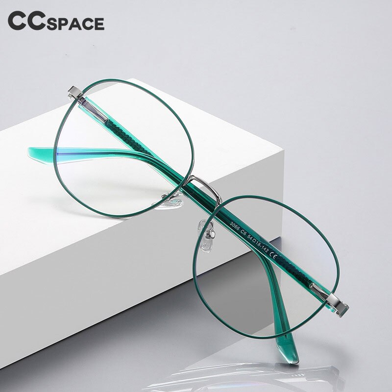 CCspace Women's Full Rim Round Alloy Eyeglasses 56522 Full Rim CCspace   