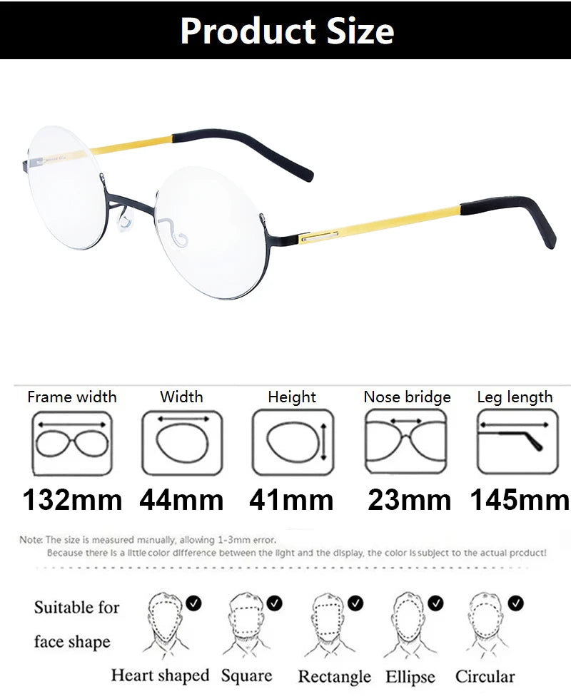 Aimee Women's Semi Rim Round Screwless Titanium Eyeglasses 198802