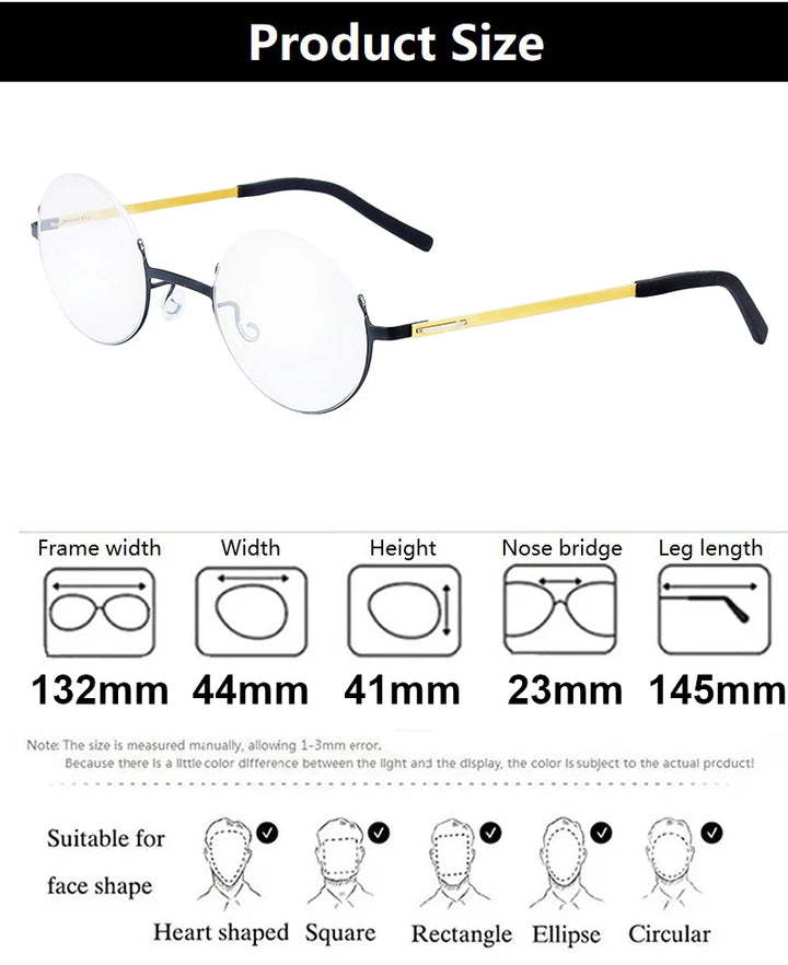 Aimee Women's Semi Rim Round Screwless Titanium Eyeglasses 198802