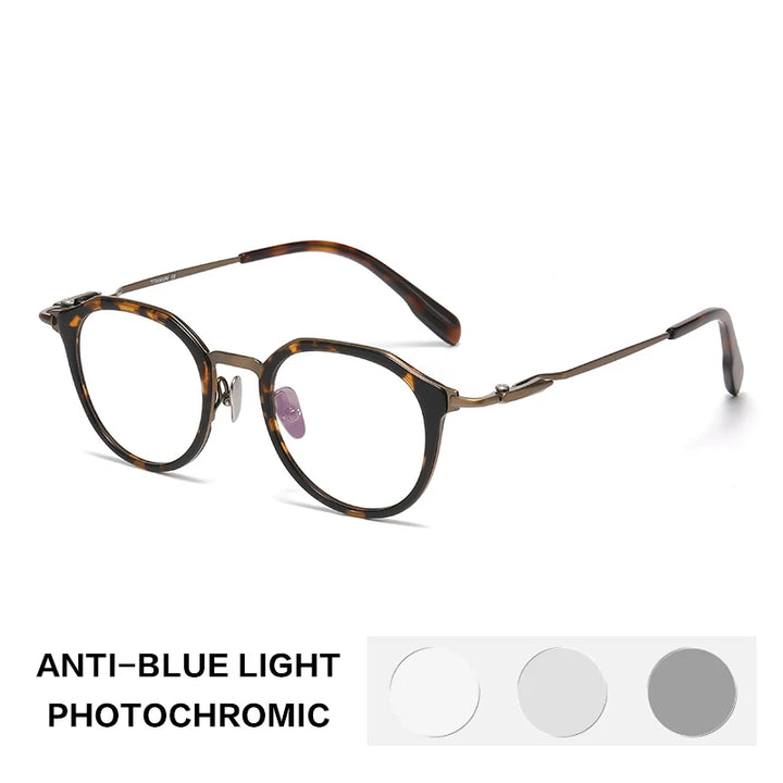 Gatenac Unisex Full Rim Oval Titanium Acetate Photochromic Reading Glasses 860058