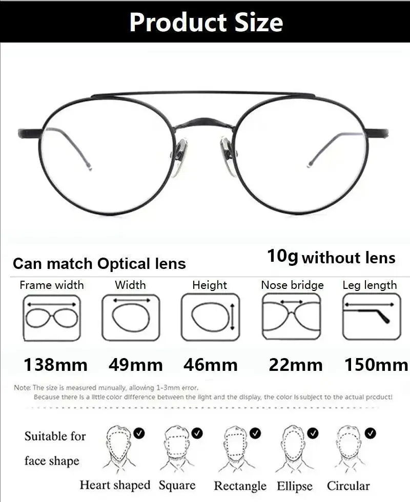 Aimee Women's Full Rim Round Double Bridge Titanium Eyeglasses 541101