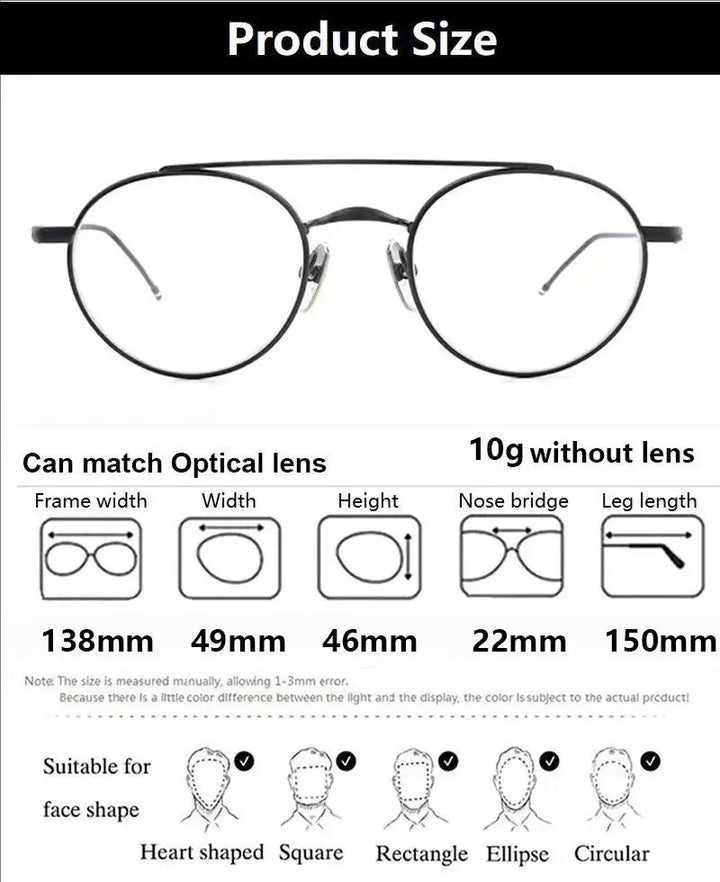 Aimee Women's Full Rim Round Double Bridge Titanium Eyeglasses 541101