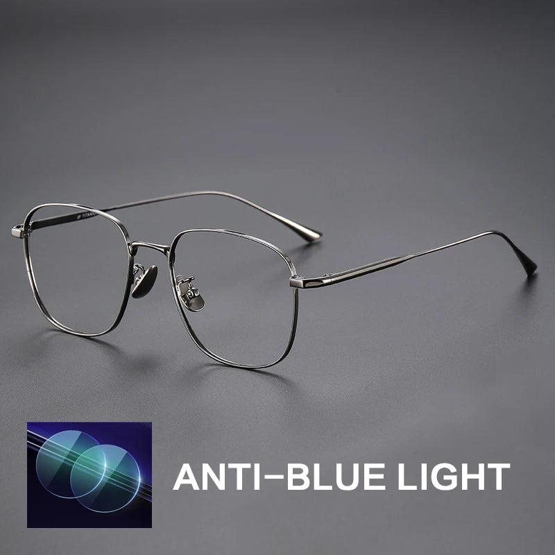 Gatenac Unisex Full Rim Polygon Titanium Photochromic Reading Glasses 531845