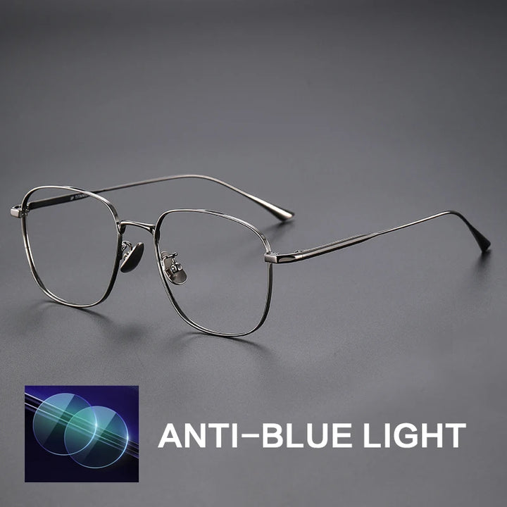 Gatenac Unisex Full Rim Polygon Titanium Photochromic Reading Glasses 531845