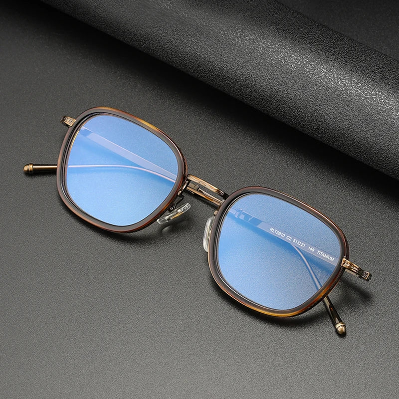 Black Mask Unisex Full Rim Square Titanium Acetate Eyeglasses 95910 Full Rim Black Mask