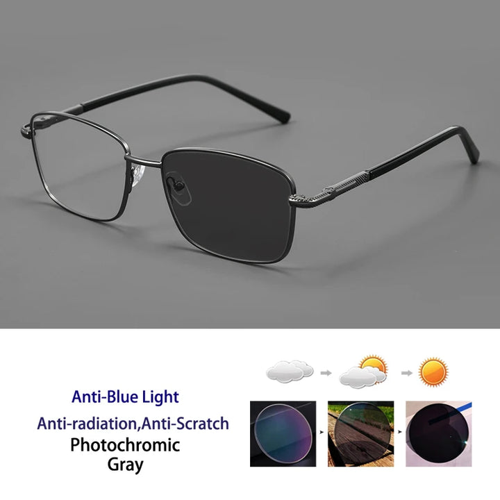 Kocolior Women's Full Rim Square Alloy Photochromic Reading Glasses 77021