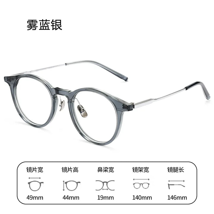 Bclear Unisex Full Rim Round Square Acetate Titanium Eyeglasses 298111