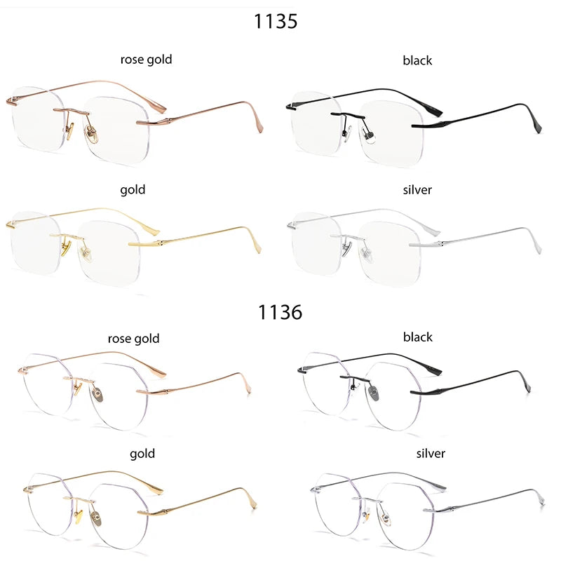 Handoer Women's Rimless Flat Top Oval Titanium Eyeglasses 113636