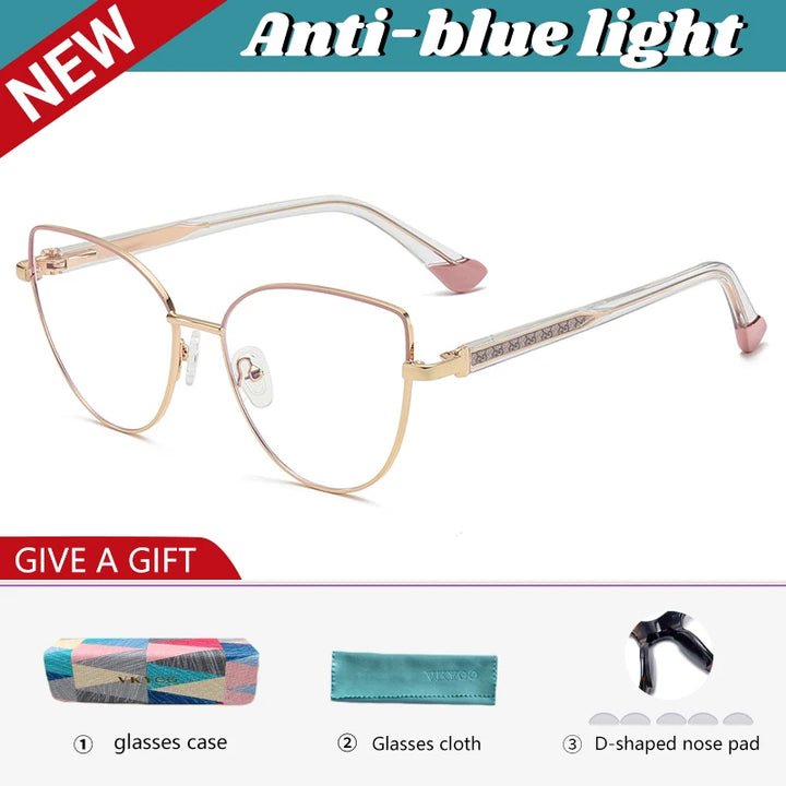 Vicky Women's Full Rim Oval Cat Eye Alloy Reading Glasses 778001