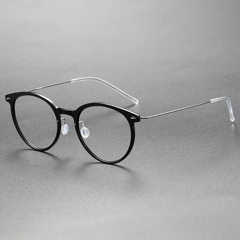 Bobbie Women's Full Rim Round Acetate Titanium Eyeglasses 696537