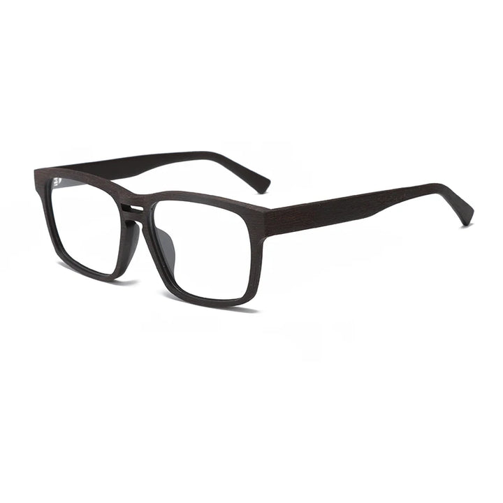 Hdcrafter Unisex Full Rim Square Wood Grain Acetate Eyeglasses 8189 Full Rim Hdcrafter Eyeglasses Coffee-C19