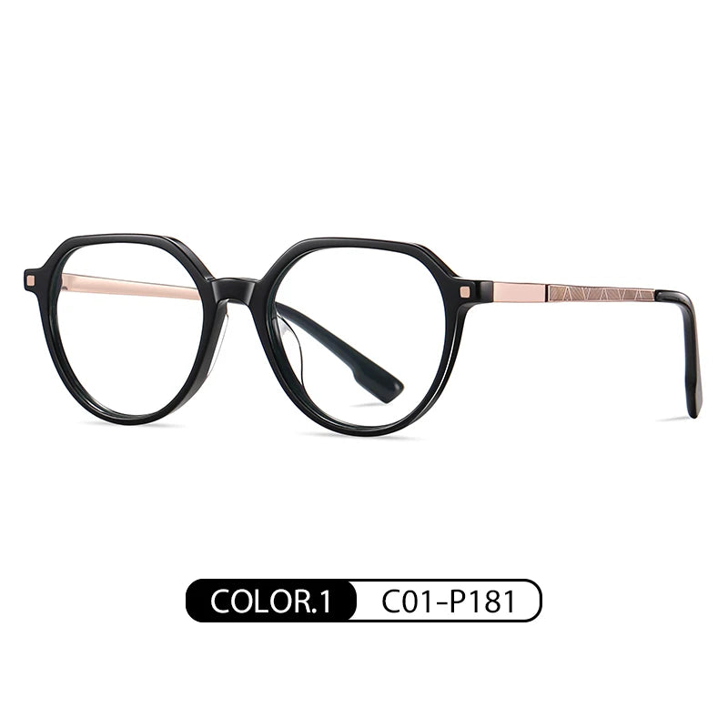 Gmei Women's Full Rim Polygon Acetate Alloy Eyeglasses 9226 Full Rim Gmei Optical C01-P181  