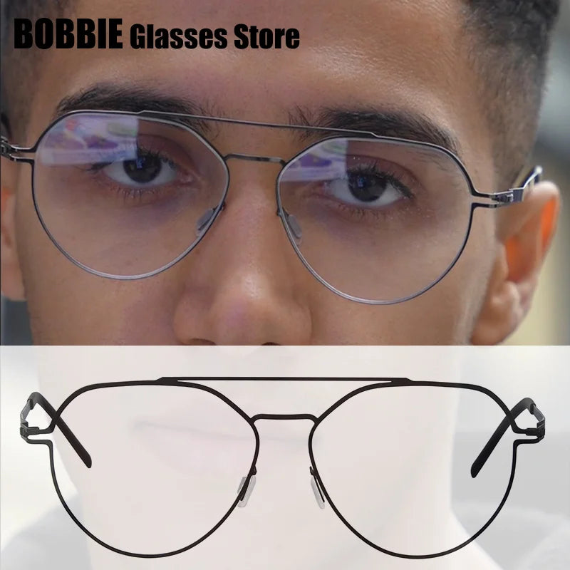 Bobbie Unisex Full Rim Oval Double Bridge Steel Eyeglasses 571448