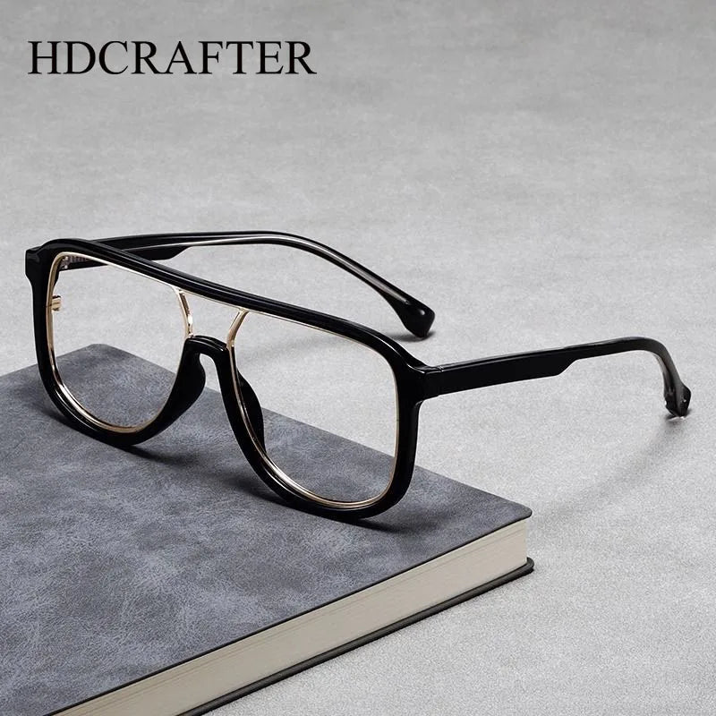 Hdcrafter Unisex Full Rim Square Double Bridge Polycarbonate Alloy Eyeglasses 2230 Full Rim Hdcrafter Eyeglasses   