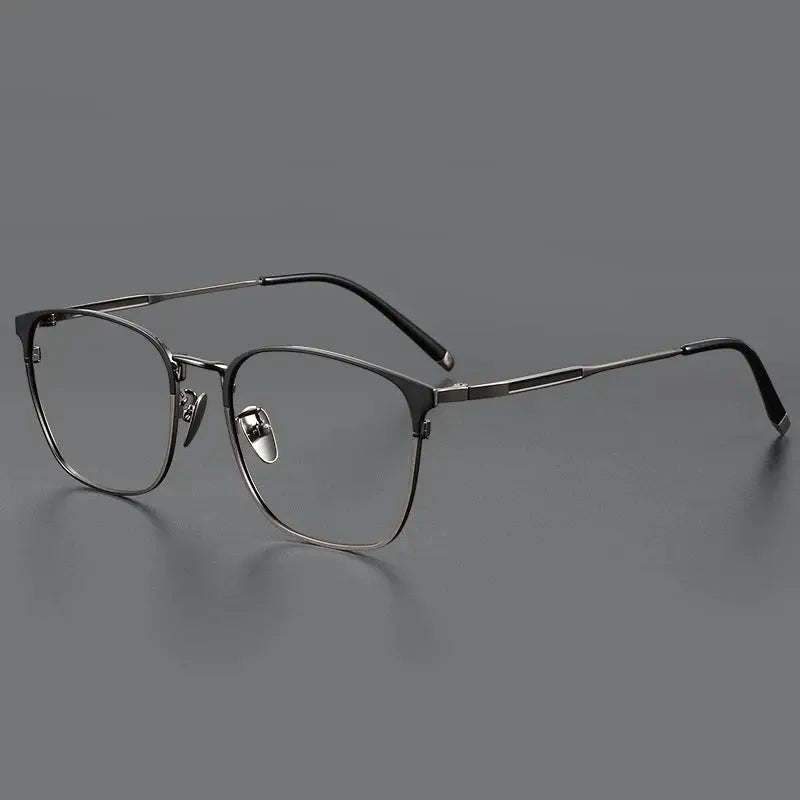 Hdcrafter Unisex Semi-Rimless Square Titanium Frames 997600 FuzWeb