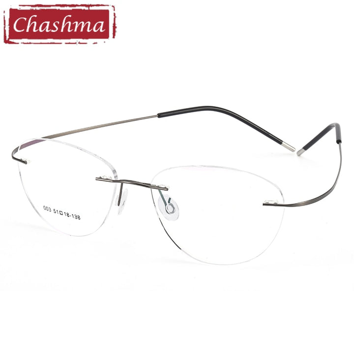 Chashma Unisex Rimless Triangle Titanium Eyeglasses 003 Rimless Chashma Gray  