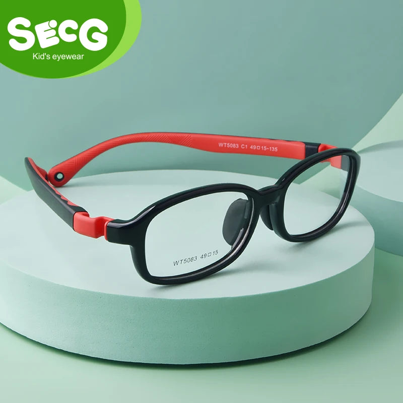 Secg Unisex Youth Full Rim Square Tr 90 Silicone Eyeglasses 5083 Full Rim Secg   