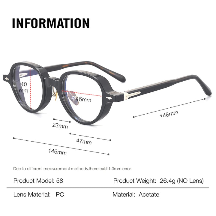 Muzz Men's Full Rim Square Thick Acetate Eyeglasses 823080