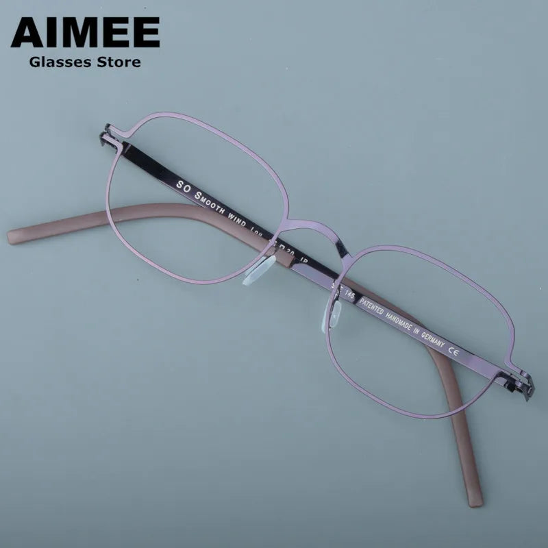 Aimee Women's Full Rim Square Oval Screwless Steel Eyeglasses 13547 Full Rim Aimee Purple  