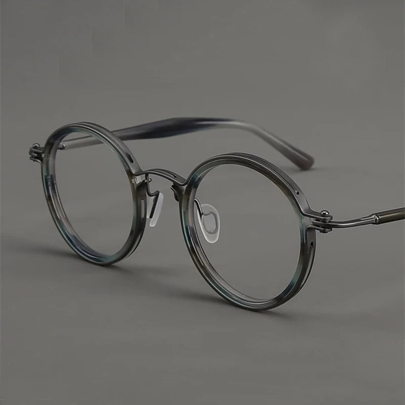 Black Mask Unisex Full Rim Round Titanium Eyeglasses BM-5862